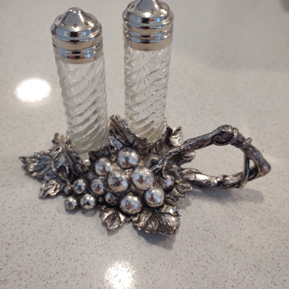 Other - Vintage Silver Salt and Pepper Shakers with Grape Design